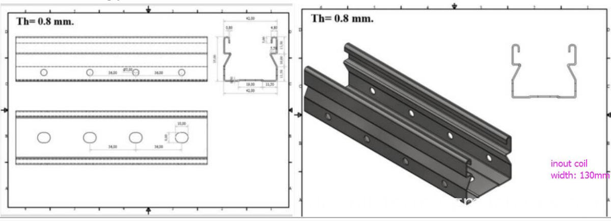 Supermarkt Upright Rack Zeichnungsprofil Supermarket Upright Rack drawing profile